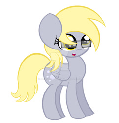 Size: 1024x1060 | Tagged: safe, artist:askshalua, derpy hooves, pegasus, pony, :o, cute, derpabetes, female, glasses, mare, nerdy, open mouth, simple background, solo, watermark, white background