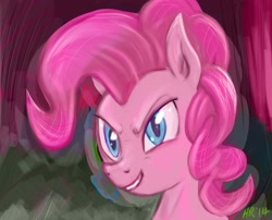 Size: 2176x1758 | Tagged: safe, artist:hereticalrants, pinkie pie, earth pony, pony, elf ears, grin, solo