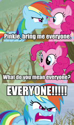 Size: 1280x2160 | Tagged: safe, derpibooru import, screencap, pinkie pie, rainbow dash, earth pony, pegasus, pony, tanks for the memories, bring me everyone, gary oldman, image macro, meme, the professional, yelling