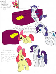 Size: 1000x1305 | Tagged: safe, apple bloom, rarity, pony, unicorn, implied lesbian, implied rarijack, messy mane