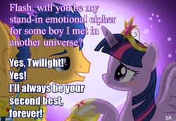 Size: 1024x706 | Tagged: safe, artist:benkomilk, derpibooru import, edit, flash sentry, twilight sparkle, twilight sparkle (alicorn), alicorn, female, flashlight, male, reality ensues, shipping, straight, text, truth