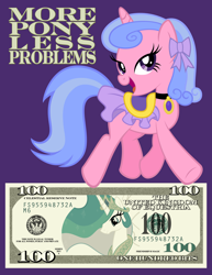 Size: 5100x6600 | Tagged: safe, artist:tygerbug, princess celestia, royal ribbon, alicorn, pony, absurd resolution, money, saddle