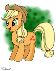 Size: 453x580 | Tagged: safe, artist:raised-by-grove, applejack, earth pony, pony, applejack's hat, blonde, blonde mane, blonde tail, female, green eyes, mare, orange coat, solo