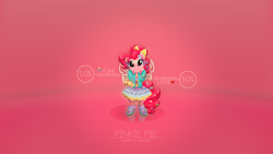 Size: 1920x1080 | Tagged: safe, artist:r4inbowbash, artist:tenaflyviper, edit, pinkie pie, earth pony, pony, clothes, cute, dress, shoes, text, vector, wallpaper, wallpaper edit, wings