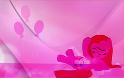 Size: 1674x1052 | Tagged: safe, artist:ekkitathefilly, artist:slb94, pinkie pie, earth pony, pony, cutie mark, on back, pinkamena diane pie, vector, wallpaper