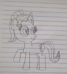 Size: 406x445 | Tagged: safe, artist:nightshadowmlp, starlight glimmer, pony, unicorn, female, lined paper, mare, raised hoof, smiling, solo, starlight glimmer day, traditional art