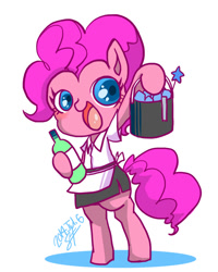 Size: 621x778 | Tagged: safe, artist:g, pinkie pie, pony, bipedal, clothes, pixiv, solo