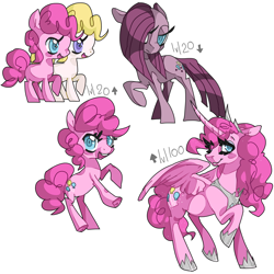 Size: 2662x2662 | Tagged: safe, artist:mindmusic, pinkie pie, surprise, alicorn, pony, evolution chart, filly, pinkamena diane pie, pinkiecorn, pixiv, pokémon, race swap, xk-class end-of-the-world scenario