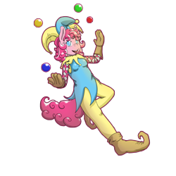 Size: 2400x2400 | Tagged: safe, artist:thepiplup, pinkie pie, anthro, jester, jester motley, juggling