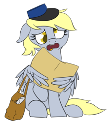 Size: 500x556 | Tagged: safe, artist:lux, derpy hooves, pegasus, pony, confused, cute, female, lost, mailmare, mare, simple background, solo, transparent background, wing hands, wing hold, wings