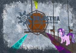 Size: 1280x889 | Tagged: safe, artist:starlightglummer, starlight glimmer, pony, portal, railing