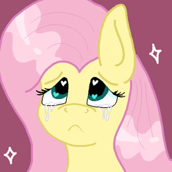 Size: 500x500 | Tagged: safe, artist:teya, fluttershy, pegasus, pony, :<, crying, cute, frown, heart eyes, sad, solo, sparkles, wingding eyes