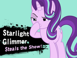 Size: 1024x768 | Tagged: safe, starlight glimmer, pony, boop, female, glimmerposting, mare, meme, newcomer, self-boop, solo, super smash bros., the starlight glimmer show