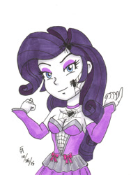 Size: 800x1066 | Tagged: safe, artist:mayorlight, rarity, equestria girls, clothes, costume, halloween, nightmare night, solo, spider queen, traditional art