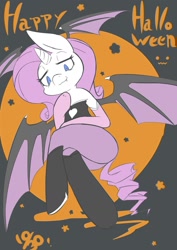 Size: 1024x1448 | Tagged: safe, artist:jyanome, rarity, bat pony, pony, clothes, costume, cute, halloween, nightmare night, solo