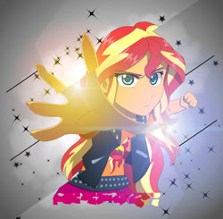 Size: 1500x1471 | Tagged: safe, artist:fantasygerard2000, edit, sunset shimmer, equestria girls, badass, disintegration, female, glass, hand, lens flare, particles, photoshop, photoshop touch, smoke, solo