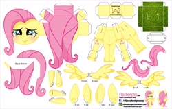 Size: 4127x2627 | Tagged: safe, artist:eljoeydesigns, fluttershy, pegasus, pony, belly button, blushing, papercraft, smiling