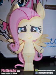 Size: 1476x1968 | Tagged: safe, artist:eljoeydesigns, fluttershy, pegasus, pony, belly button, blushing, papercraft