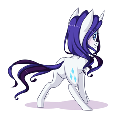 Size: 2300x2100 | Tagged: safe, artist:silbersternenlicht, rarity, pony, unicorn, looking at you, looking back, plot, signature, solo