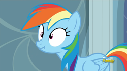 Size: 1920x1080 | Tagged: safe, derpibooru import, screencap, rainbow dash, pegasus, pony, tanks for the memories, scrunchy face, solo