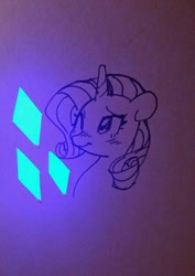 Size: 907x1280 | Tagged: safe, artist:dilandau203, rarity, pony, unicorn, cutie mark, female, glow, mare, solo, traditional art