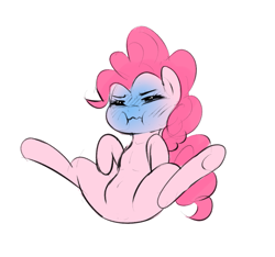 Size: 819x768 | Tagged: safe, artist:khorme, pinkie pie, earth pony, pony, eyes closed, holding breath, sitting, solo