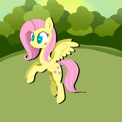 Size: 1784x1784 | Tagged: safe, artist:merlinjons, fluttershy, pegasus, pony, female, mare, pink mane, solo, yellow coat