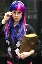 Size: 2581x3872 | Tagged: artist needed, safe, derpibooru import, twilight sparkle, human, book, cosplay, dragoncon, dragoncon 2013, glasses, irl, irl human, photo, solo