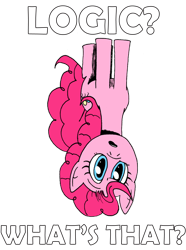 Size: 800x1075 | Tagged: safe, artist:cartoon-eric, pinkie pie, earth pony, pony, fuck logic, in which pinkie pie forgets how to gravity, logic, open mouth, pinkie being pinkie, pinkie physics, raised eyebrow, simple background, solo, transparent background, upside down