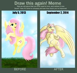 Size: 784x744 | Tagged: safe, artist:crosspone, fluttershy, pegasus, pony, cloud, cloudy, draw this again, flying, solo, unshorn fetlocks