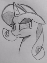 Size: 1936x2592 | Tagged: safe, artist:poorlydrawnpony, rarity, pony, unicorn, monochrome, redrawn, solo