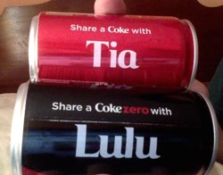 Size: 850x668 | Tagged: safe, princess celestia, princess luna, barely pony related, can, close enough, coca-cola, irl, photo, share a coke, soda