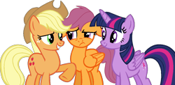 Size: 1066x521 | Tagged: safe, artist:dreamcasterpegasus, applejack, scootaloo, twilight sparkle, twilight sparkle (alicorn), alicorn, earth pony, pony, female, mare, older