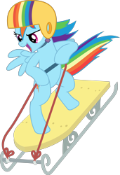 Size: 4102x6000 | Tagged: safe, artist:magister39, derpibooru import, rainbow dash, pegasus, pony, tanks for the memories, absurd resolution, bipedal, helmet, open mouth, simple background, sled, sledding, solo, transparent background, vector