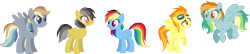 Size: 1886x409 | Tagged: safe, artist:thepegasisterpony, derpibooru import, daring do, rainbow dash, spitfire, pegasus, pony, daringdash, family, female, lesbian, magical lesbian spawn, offspring, parent:rainbow dash, parent:spitfire, parents:daringdash, parents:spitdash, shipping, simple background, spitdash, transparent background