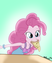 Size: 840x1007 | Tagged: safe, artist:lisan1997, pinkie pie, equestria girls, mouth hold, pizza, solo