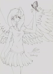 Size: 2444x3392 | Tagged: safe, artist:ninax333, fluttershy, anthro, sketch, solo, traditional art