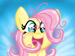 Size: 1024x768 | Tagged: safe, artist:lianzapa, fluttershy, pegasus, pony, cute, filly, happy, solo