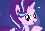 Size: 191x133 | Tagged: safe, starlight glimmer, pony, unicorn, consider the following, female, gameloft, mare, picture for breezies, raised hoof, solo