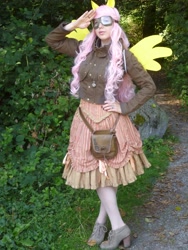 Size: 3240x4320 | Tagged: safe, artist:i-am-perry, fluttershy, human, 2014, boots, bronycan, convention, cosplay, goggles, high heel boots, high heels, irl, irl human, photo, shoes, solo, steampunk