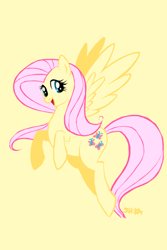 Size: 1280x1920 | Tagged: safe, artist:shikanime, fluttershy, pegasus, pony, female, mare, pink mane, solo, yellow coat