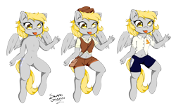 Size: 4480x2765 | Tagged: safe, artist:salamishowdown, derpy hooves, anthro, chibi, clothes, mailmare, simple background, solo, transparent background