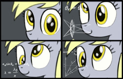 Size: 1016x653 | Tagged: safe, artist:heartlyrosalie, derpy hooves, pony, atg 2017, close-up, equation, math, math lady meme, meme, newbie artist training grounds, physics, science, solo