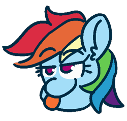 Size: 400x380 | Tagged: safe, artist:threetwotwo32232, derpibooru import, rainbow dash, pegasus, pony, female, mare, simple background, solo, tongue out, transparent background