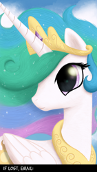 Size: 1440x2560 | Tagged: safe, artist:nimaru, princess celestia, alicorn, pony, female, horn, mare, multicolored mane, solo, wallpaper, white coat