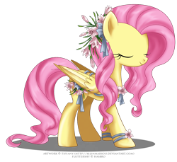 Size: 1200x1100 | Tagged: safe, artist:tiffanymarsou, part of a set, fluttershy, pegasus, pony, eyes closed, flower, flower in hair, may festival, simple background, solo, transparent background