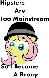 Size: 835x1324 | Tagged: safe, artist:lordcurly972, fluttershy, pegasus, pony, brony, hat, hipster, solo