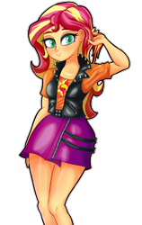 Size: 1000x1581 | Tagged: safe, artist:nin10ja, sunset shimmer, better together, equestria girls, cute, female, looking at you, simple background, solo, transparent background