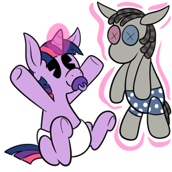 Size: 700x700 | Tagged: safe, artist:karpet-shark, derpibooru import, smarty pants, twilight sparkle, pony, baby, baby pony, cute, diaper, filly, foal, karpet-shark is gonna kill us all, magic, pacifier, solo, tumblr, twiabetes, twily-daily