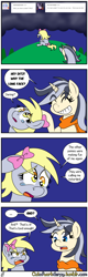 Size: 1280x4000 | Tagged: safe, artist:outofworkderpy, derpy hooves, ditzy doo, oc, oc:daring doo, pegasus, pony, unicorn, comic:family matters, bow, comic, cross-popping veins, derpy's sister, duo, duo female, female, filly, flashback, hair bow, mare, outofworkderpy, tail bow, tumblr, tumblr comic